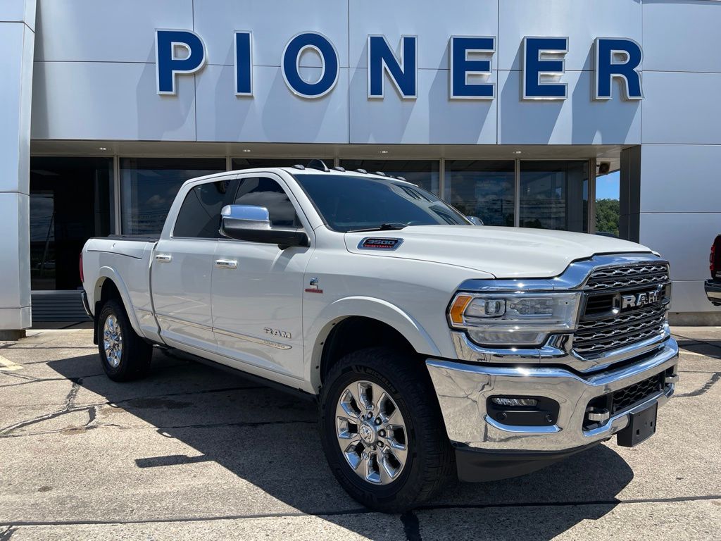 Pearl White 2022 RAM 3500 Pickup Truck Four-Wheel Drive 6-Speed Automatic