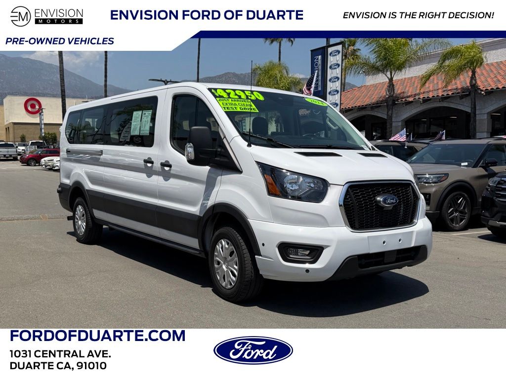 Oxford White 2024 Ford Transit Passenger 350 XLT Low Roof LB RWD Van Rear-Wheel Drive