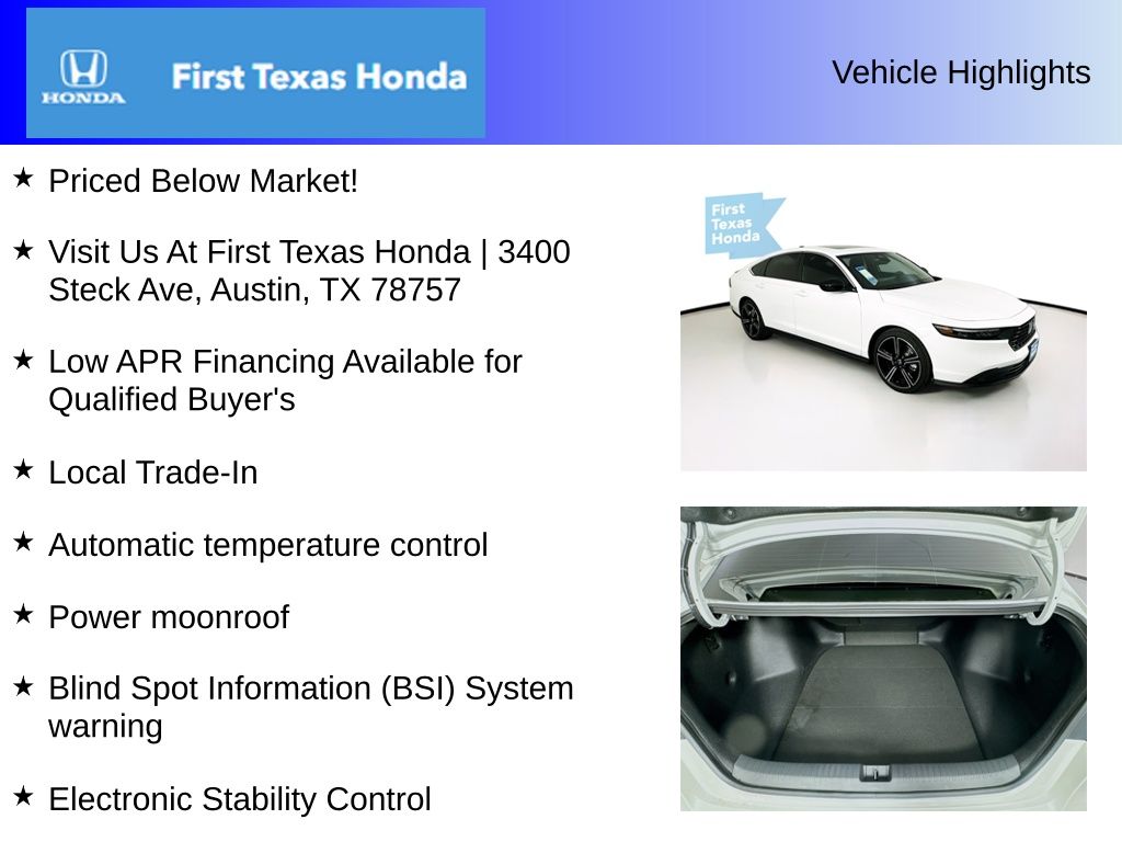 Used Car 2025 Honda Accord Hybrid  Sport For Sale Under $35,000 In Austin, Texas