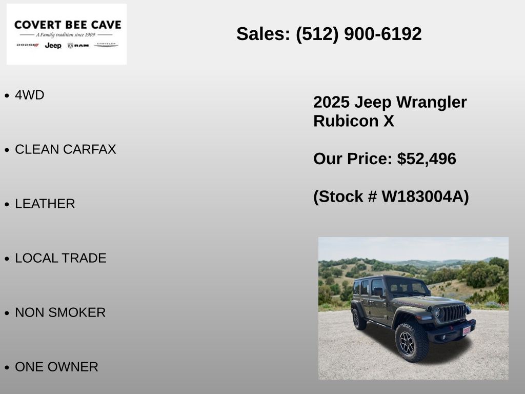 Used Car 2025 Jeep Wrangler  Rubicon X For Sale Under $60,000 In Austin, Texas