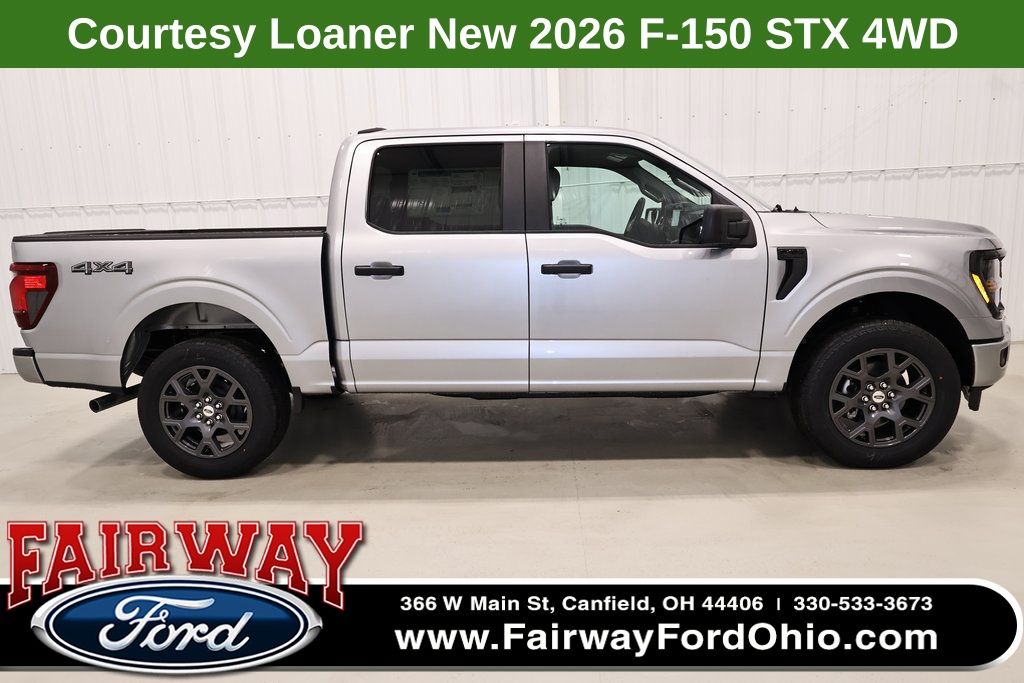 Iconic Silver Metallic 2026 Ford F-150 STX SuperCrew 4WD Pickup Truck Four-Wheel Drive Automatic