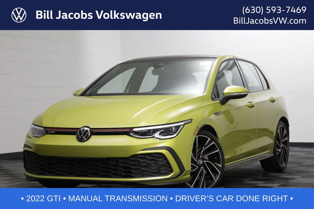 Pomelo Yellow Metallic 2022 Volkswagen Golf GTI Hatchback Front-Wheel Drive 6-Speed Manual