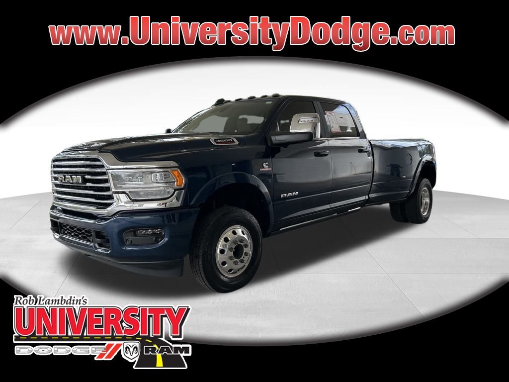 Patriot Blue Pearlcoat 2024 RAM 3500 Limited Longhorn Crew Cab LB DRW 4WD Pickup Truck Four-Wheel Drive 6-Speed Automatic