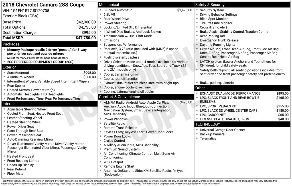 2018 Chevrolet Camaro 2SS