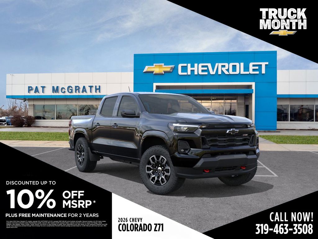 Black 2026 Chevrolet Colorado Z71 Crew Cab 4WD Pickup Truck Four-Wheel Drive 8-Speed Automatic