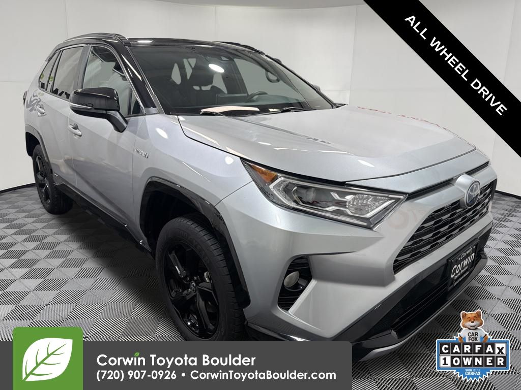 Silver Sky Metallic/Midnight Black Metallic 2021 Toyota RAV4 Hybrid SUV / Crossover All-Wheel Drive Continuously Variable Transmission