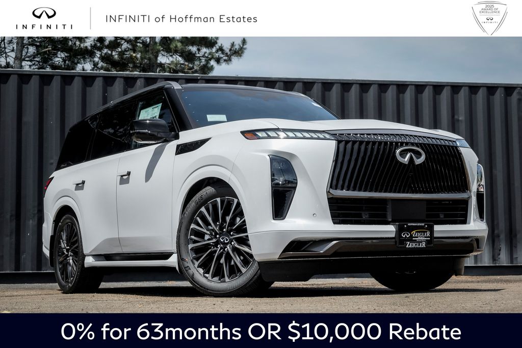 Radiant White/Black Obsidian 2026 INFINITI QX80 SUV / Crossover All-Wheel Drive 9-Speed Automatic