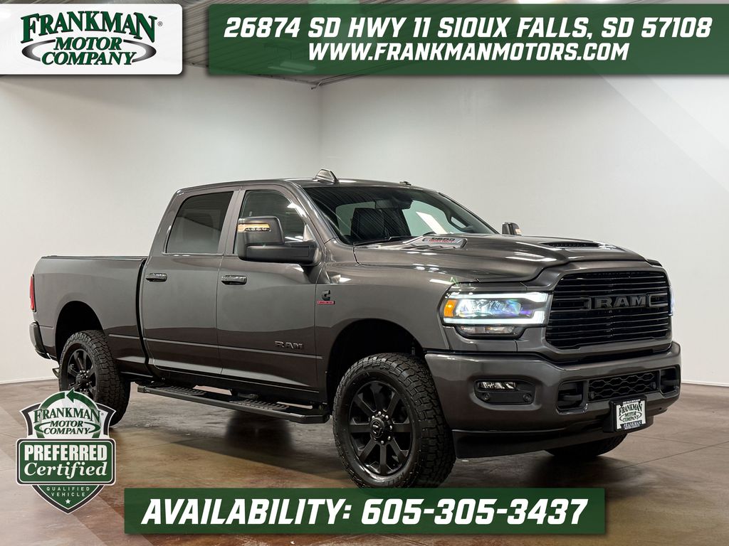 Gray (Granite Crystal Metallic Clearcoat) 2024 RAM 3500 Laramie Crew Cab 4WD Pickup Truck Four-Wheel Drive 6-Speed Automatic