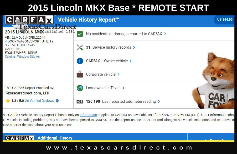 2015 Lincoln MKX Base 10