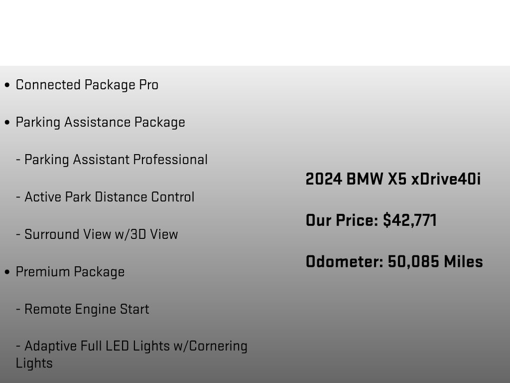 2024 BMW X5 xDrive40i White at Audi Porsche Sewickley