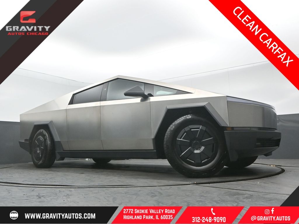 Silver 2024 Tesla Cybertruck Crew Cab AWD Pickup Truck All-Wheel Drive 1-Speed Automatic