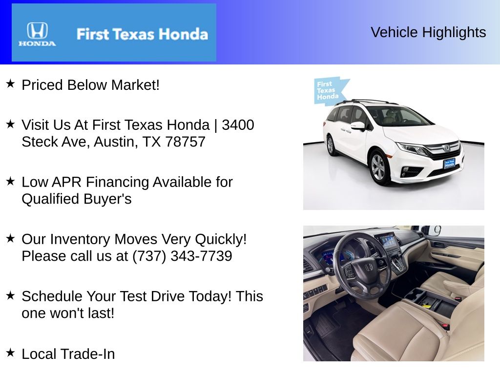 Used Car 2020 Honda Odyssey  Ex-l For Sale Under $30,000 In Austin, Texas