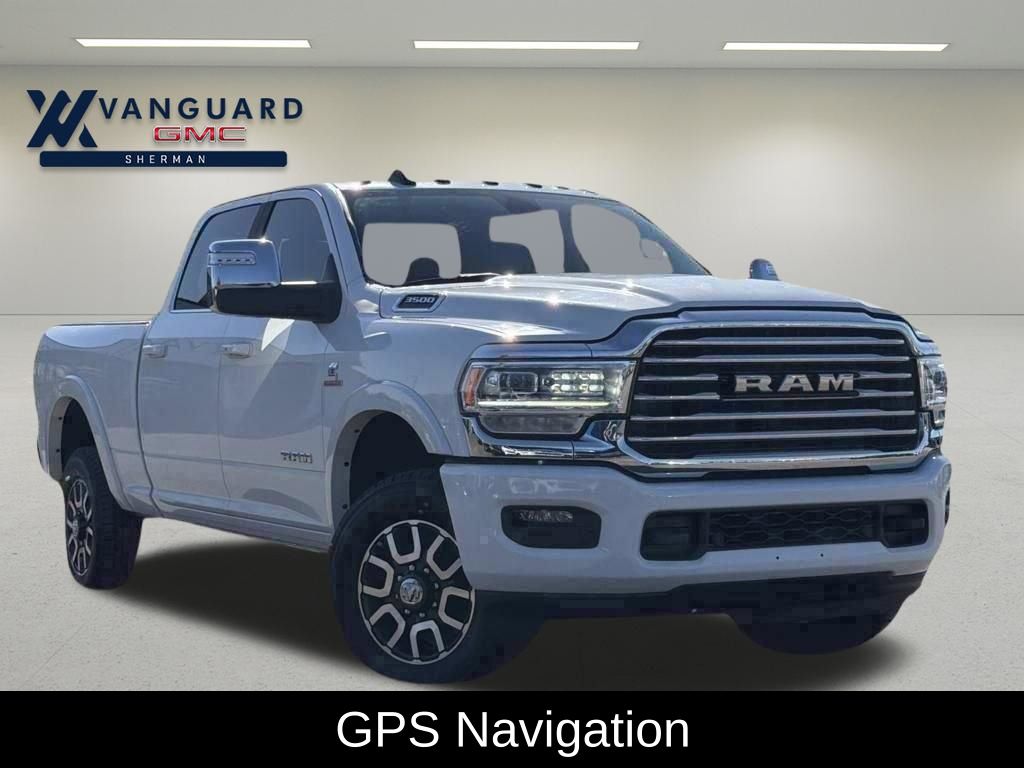 Bright White Clearcoat 2024 RAM 3500 Limited Longhorn Crew Cab 4WD Pickup Truck Four-Wheel Drive 6-Speed Automatic