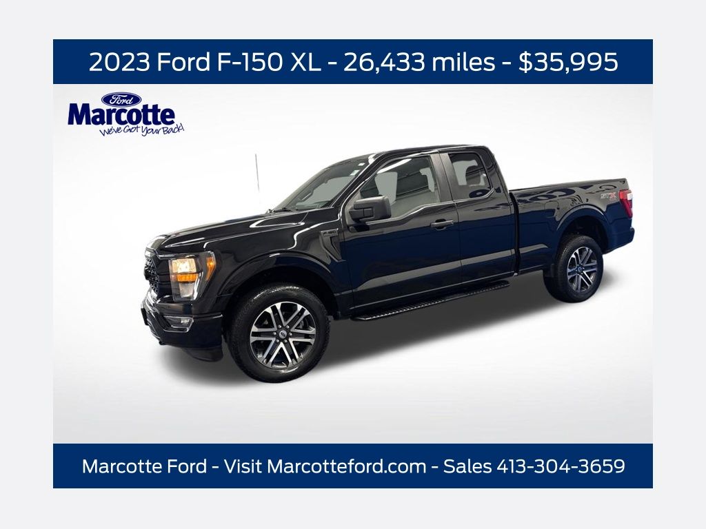 Black Metallic 2023 Ford F-150 XL SuperCab 4WD Pickup Truck Four-Wheel Drive Automatic