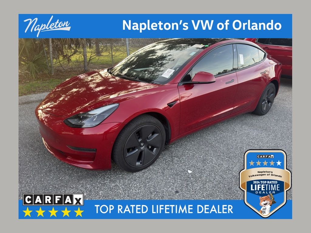 Red Multi-Coat 2022 Tesla Model 3 RWD Sedan Rear-Wheel Drive 1-Speed Automatic