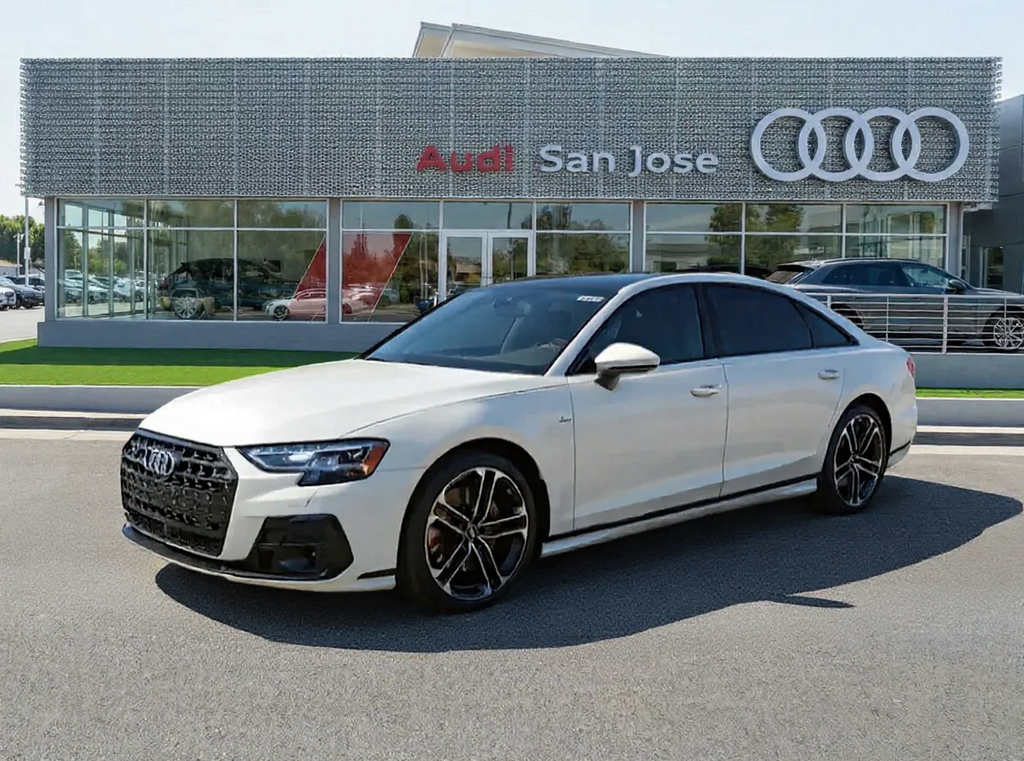 Glacier White Metallic 2025 Audi A8 L quattro 55 TFSI AWD Sedan All-Wheel Drive 8-Speed Automatic
