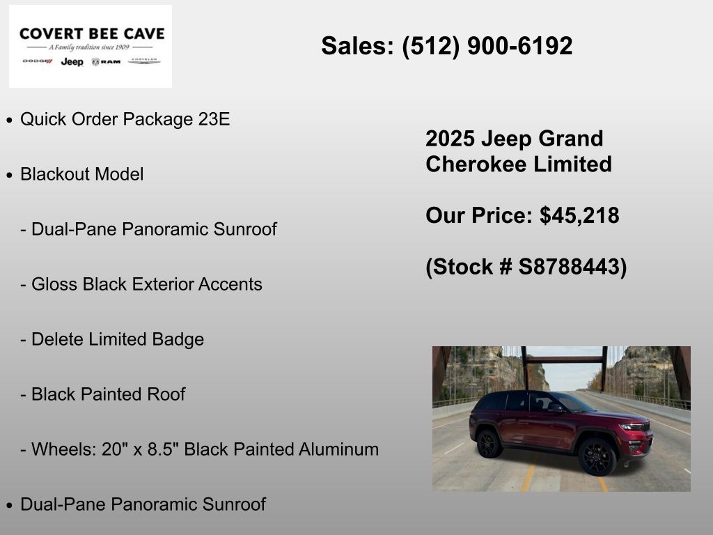 New Car 2025 Jeep Grand Cherokee  Limited For Sale Under $50,000 In Austin, Texas