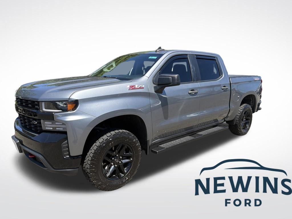 Gray (Satin Steel Metallic) 2021 Chevrolet Silverado 1500 Custom Trail Boss Crew Cab 4WD Pickup Truck Four-Wheel Drive 6-Speed Automatic Overdrive