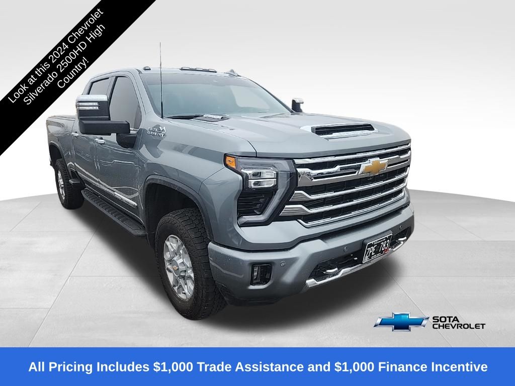 Sterling Gray Metallic 2024 Chevrolet Silverado 2500HD High Country Crew Cab 4WD Pickup Truck Four-Wheel Drive Automatic