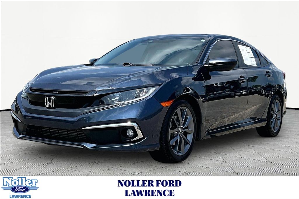 Cosmic Blue Metallic 2021 Honda Civic Sedan Front-Wheel Drive Continuously Variable Transmission