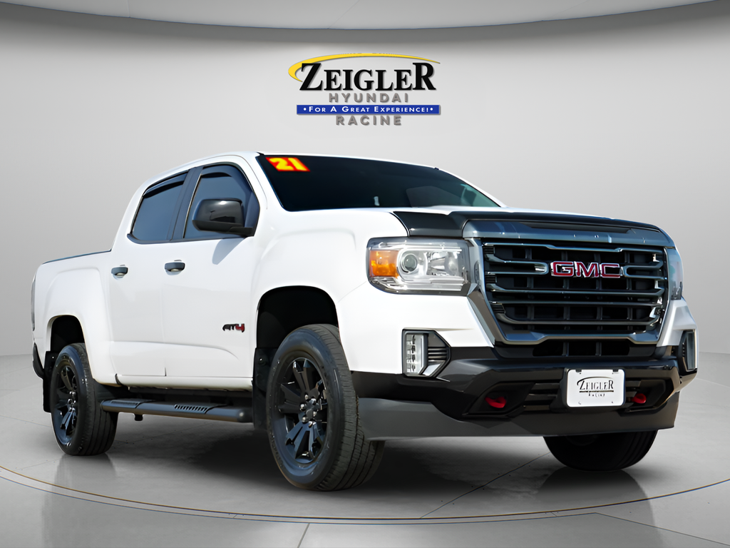 Summit White 2021 GMC Canyon AT4 Crew Cab 4WD with Leather Pickup Truck Four-Wheel Drive 8-Speed Automatic
