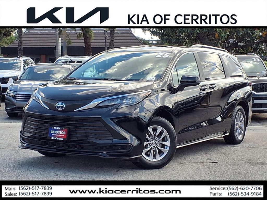 Midnight Black Metallic 2025 Toyota Sienna LE 8-Passenger FWD Minivan Front-Wheel Drive Continuously Variable Transmission