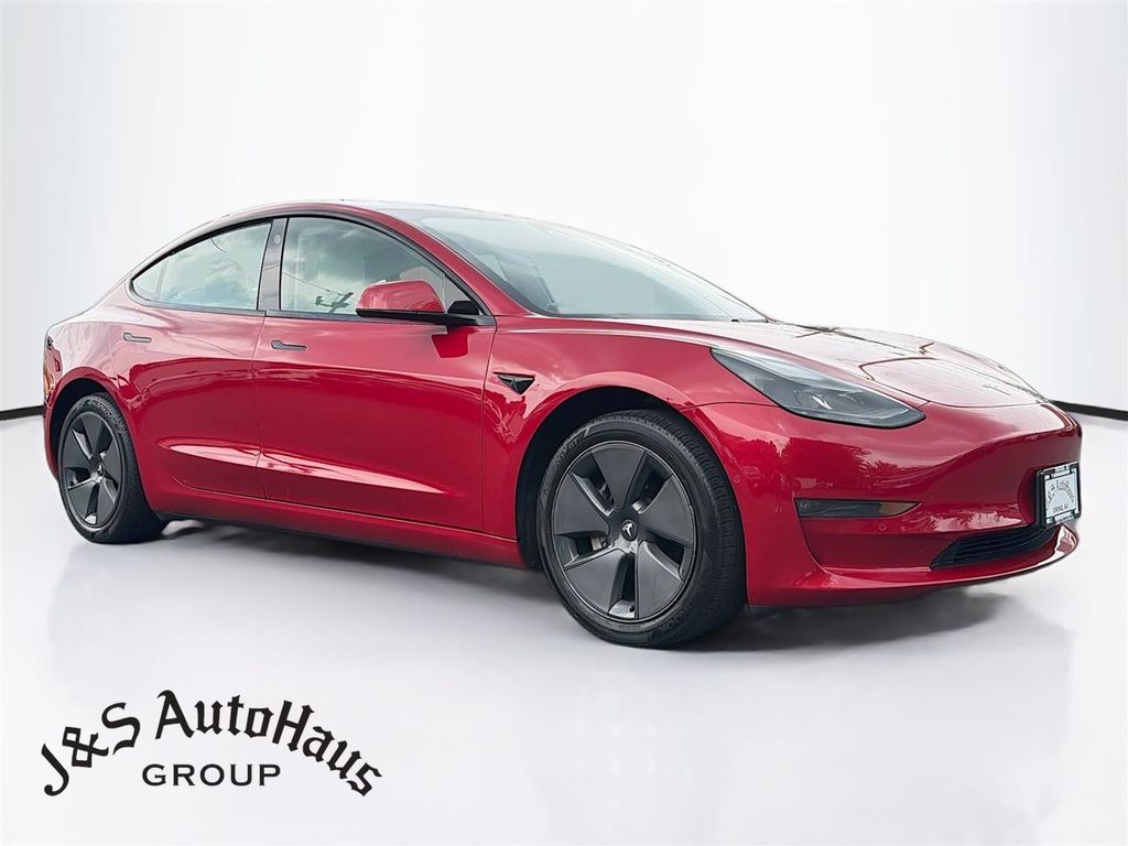 Red Multi-Coat 2022 Tesla Model 3 Sedan All-Wheel Drive 1-Speed Automatic