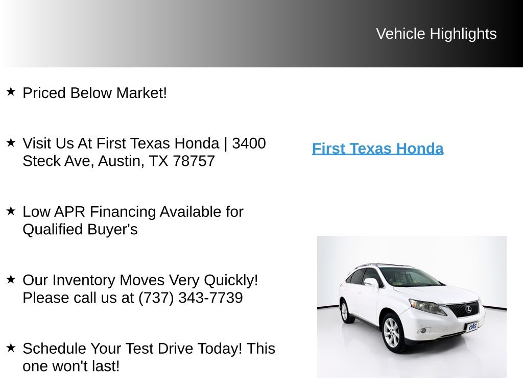 Used Car 2011 Lexus Rx  350 For Sale Under $10,000 In Austin, Texas