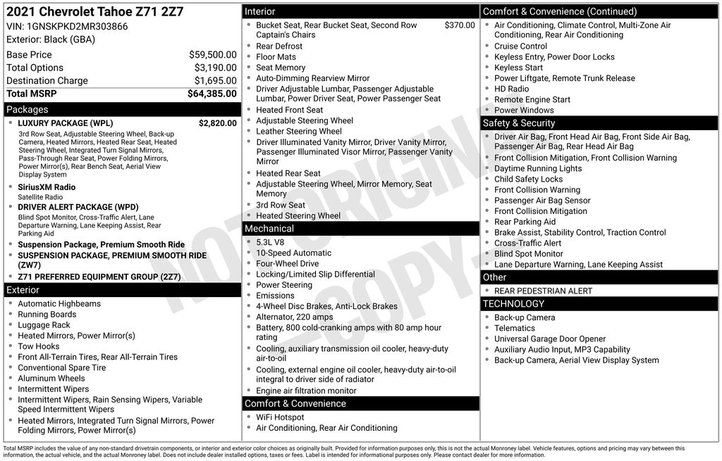 Certified Used 2021 Black Chevrolet Z71 image 2