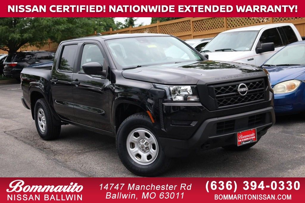 Super Black 2022 Nissan Frontier S Crew Cab 4WD Pickup Truck Four-Wheel Drive 9-Speed Automatic