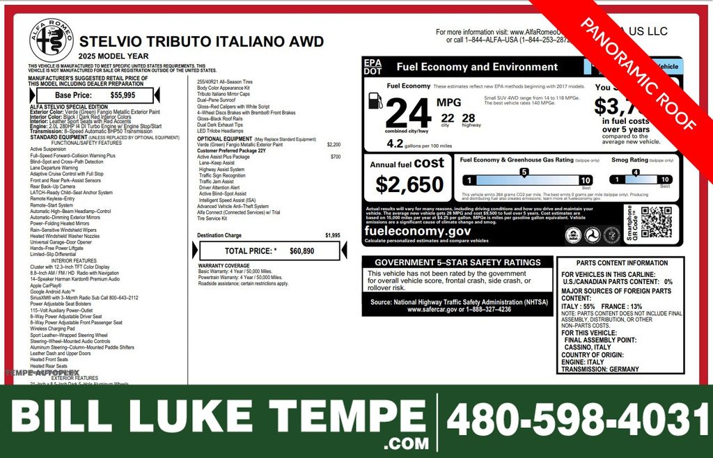 2025 Alfa Romeo Stelvio Tributo Italiano AWD