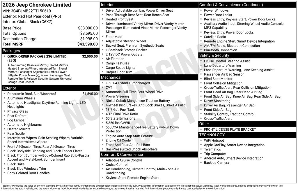 new 2026 Jeep Cherokee car, priced at $42,718