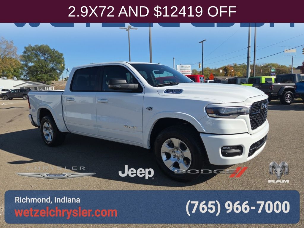 Bright White Clearcoat 2026 RAM 1500 Big Horn Crew Cab 4WD Pickup Truck Four-Wheel Drive 8-Speed Automatic