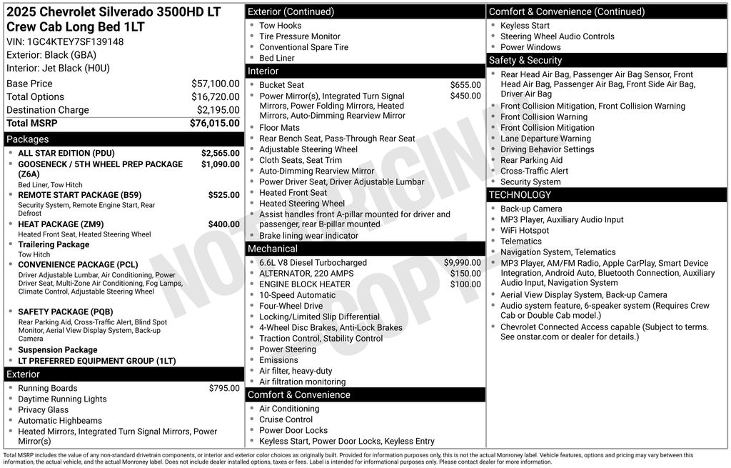 Black 2025 Chevrolet Silverado 3500HD Pickup Truck Four-Wheel Drive Automatic