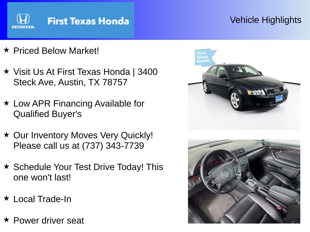 Used Car 2004 Audi A4  3.0 For Sale Under $10,000 In Austin, Texas
