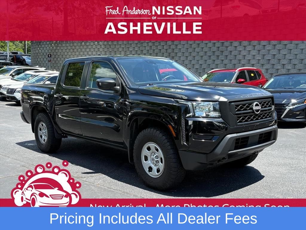 Super Black 2023 Nissan Frontier S Crew Cab 4WD Pickup Truck Four-Wheel Drive 9-Speed Automatic