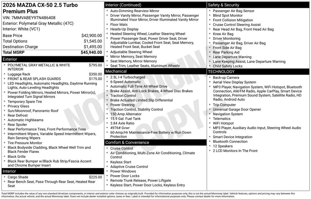 2026 Mazda CX-50 2.5 Turbo Premium Plus