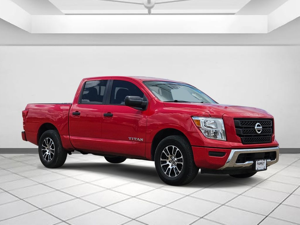 Red Alert 2022 Nissan Titan SV Crew Cab RWD Pickup Truck 4X2 9-Speed Automatic