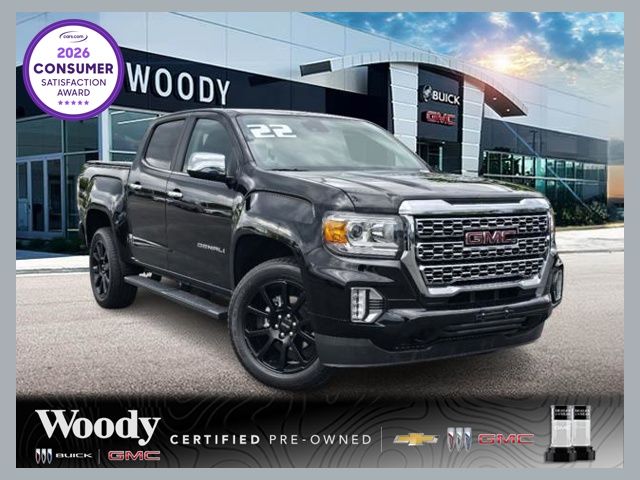 Onyx Black 2022 GMC Canyon Denali Crew Cab 4WD Pickup Truck Four-Wheel Drive 8-Speed Automatic