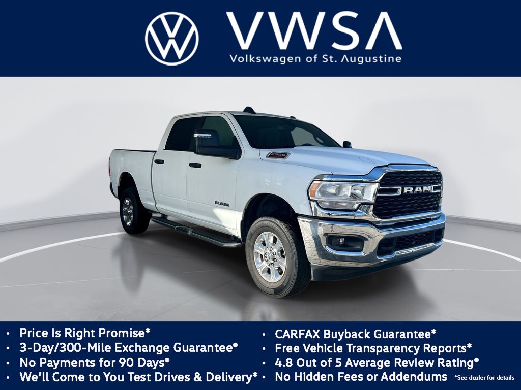 Bright White Clearcoat 2024 RAM 2500 Big Horn Crew Cab 4WD Pickup Truck Four-Wheel Drive 8-Speed Automatic