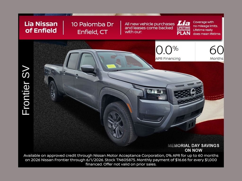 Gray (Gun Metallic) 2026 Nissan Frontier SV Crew Cab LB 4WD Pickup Truck Four-Wheel Drive 9-Speed Automatic Overdrive