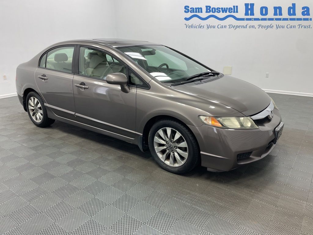 Brown (Beige) 2009 Honda Civic EX Sedan Front-Wheel Drive 5-Speed Automatic