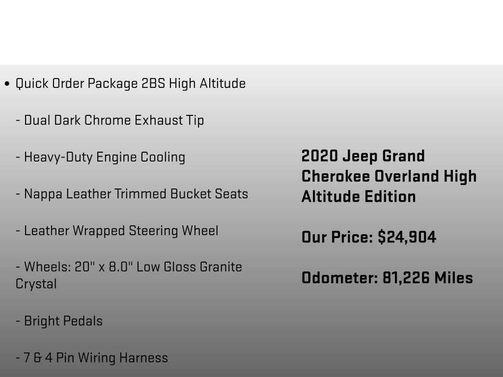 2020 Jeep Grand Cherokee High Altitude White at South Hills CDJR
