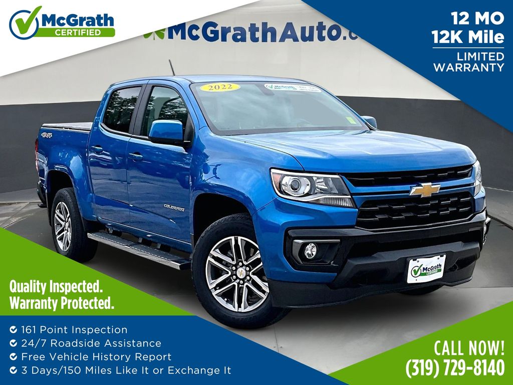 Bright Blue Metallic 2022 Chevrolet Colorado Pickup Truck Four-Wheel Drive 8-Speed Automatic