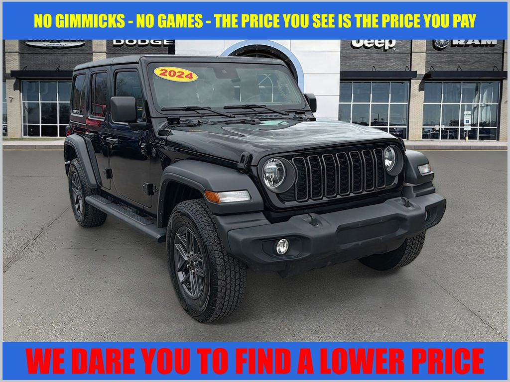 Black Clearcoat 2024 Jeep Wrangler Sport S 4-Door 4WD SUV / Crossover Four-Wheel Drive 8-Speed Automatic