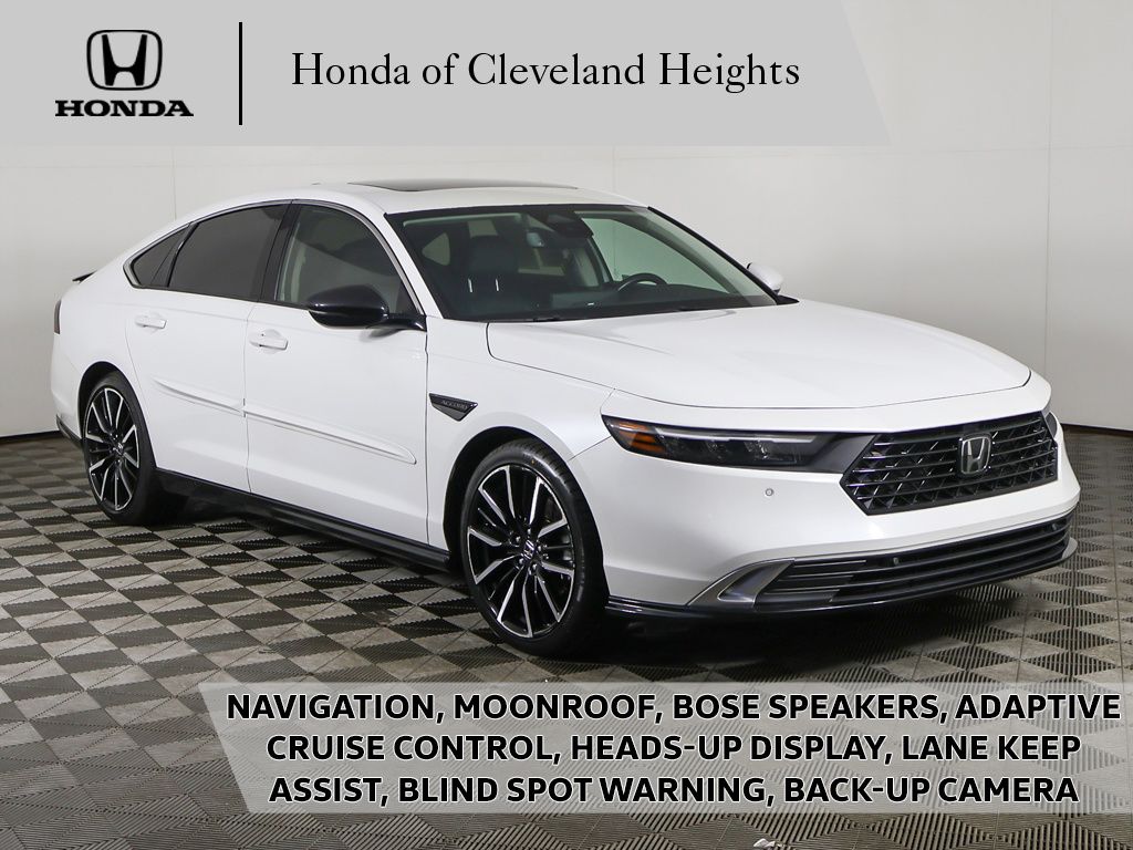 Platinum White Pearl 2023 Honda Accord Hybrid Sedan Front-Wheel Drive Continuously Variable Transmission