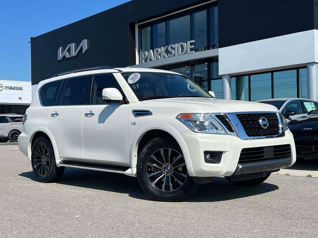 Pearl White 2019 Nissan Armada Platinum 4WD SUV / Crossover Four-Wheel Drive 7-Speed Automatic