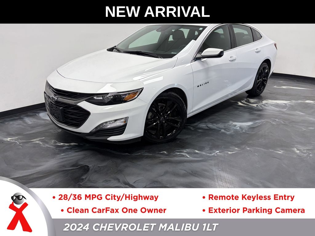 White 2024 Chevrolet Malibu LT with 1LT FWD Sedan Front-Wheel Drive Continuously Variable Transmission