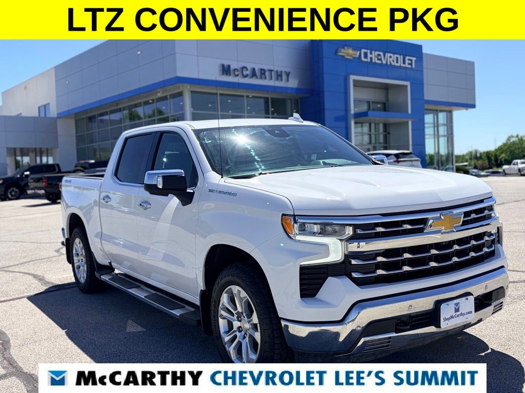 Summit White 2023 Chevrolet Silverado 1500 LTZ Crew Cab 4WD Pickup Truck Four-Wheel Drive Automatic