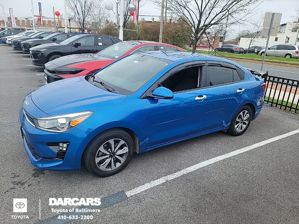Sporty Blue 2022 Kia Rio S FWD Sedan Front-Wheel Drive Continuously Variable Transmission
